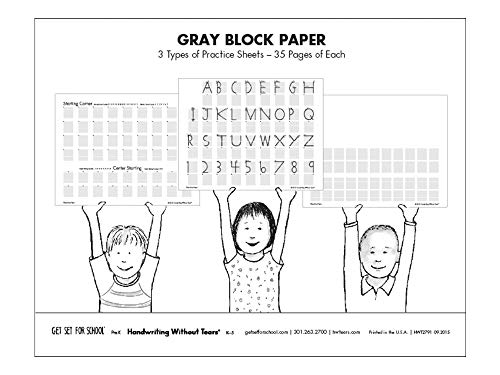 Handwriting Without Tears Learning Without Tears Gray Black Paper Trans Kâ€“Grade 1, Print Capitals and Numbers Practice Paper, Letter Formation, Beginning Handwriting- for School or Home Use
