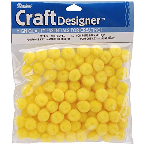 100 Yellow Craft Pom Poms (1/2")