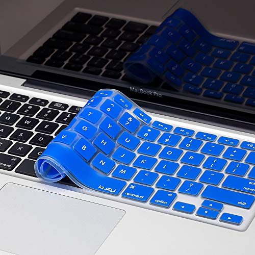 Book Cover Kuzy - Blue Keyboard Cover Silicone Skin for MacBook Pro 13