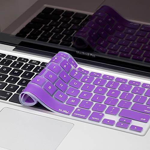 Book Cover Kuzy - Keyboard Cover Silicone Skin for MacBook Pro 13 15 17 inch with or Without Retina Display iMac and MacBook Air 13 inch - Purple