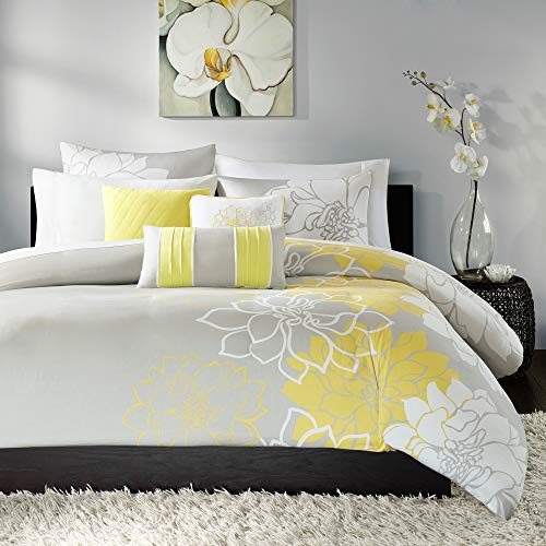 Book Cover Madison Park Lola Cotton Duvet-Modern Large Floral Trendy Design All Season Comforter Cover Bedding Set with Matching Shams, Decorative Pillows, King/Cal King(104