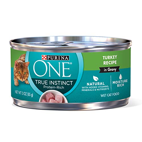 Purina ONE Natural, High Protein Gravy Wet Cat Food, True Instinct Turkey Recipe in Gravy - (24) 3 oz. Pull-Top Cans