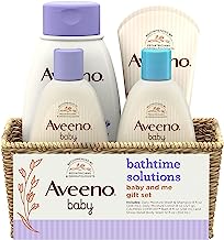 Book Cover Aveeno Baby Mommy & Me Daily Bathtime Gift Set Including Baby Wash & Shampoo, Calming Baby Bath & Wash, Baby Moisturizing Lotion & Stress Relief Body Wash for Mom, Soap-Free, 4 Items