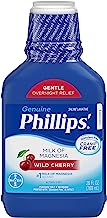 Phillips' Milk of Magnesia Liquid Laxative, Wild Cherry, 26 oz, Cramp Free & Gentle Overnight Relief Of Occasional Constipation, #1 Milk of Magnesia Brand (Packaging May Vary)