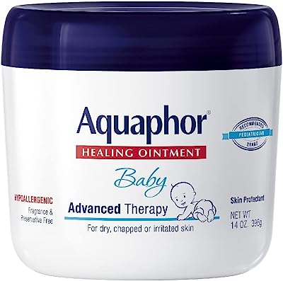 Book Cover Aquaphor Baby Healing Ointment Advanced Therapy Skin Protectant, Dry Skin and Diaper Rash Ointment, 14 Oz Jar 14 Ounce (Pack of 1)