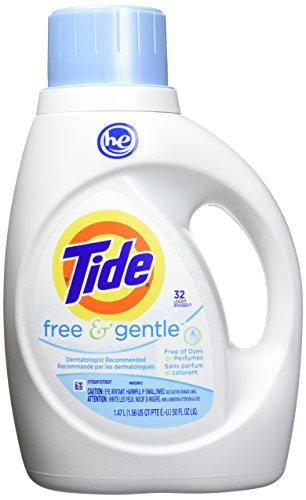 Book Cover Tide Free & Gentle HE Turbo Liquid Laundry Detergent, Pack of 2, Unscented, 1.47 L (32 Loads)