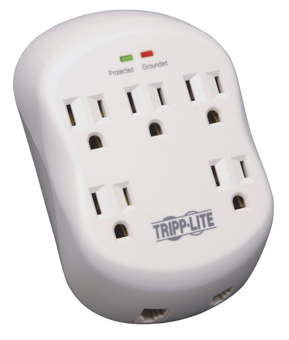 Tripp Lite 5 Outlet Surge Protector Power Strip, Direct Plug In, RJ11 Protection, & $15,000 INSURANCE (SK5TEL-0)
