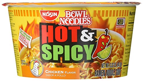 Book Cover Nissin Noodle Bowl, Hot and Spicy Chicken, 3.3 Ounce (Pack of 6)