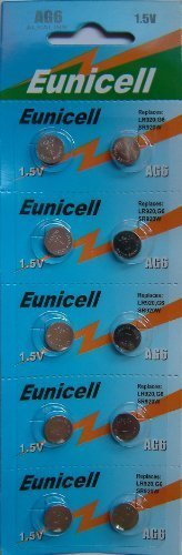 Eunicell AG6 Lot de 10 piles alcaline bouton Type G6 LR69 LR921 SR921W 370 371