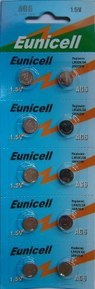 Eunicell AG6 Lot de 10 piles alcaline bouton Type G6 LR69 LR921 SR921W 370 371