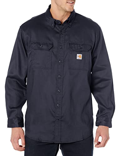 Carhartt Men's Flame Resistant Lightweight Twill Shirt,Dark Navy,Large