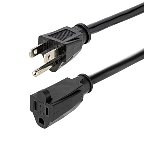 StarTech.com 10ft Power Cord Extension Cable (NEMA 5-15R to NEMA 5-15P) - 14 AWG AC Power Cable - 125V, 15A (PAC1011410)