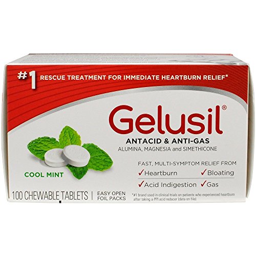Book Cover Gelusil Antacid/Anti-Gas Tablets Cool Mint, 100 Tablets (Pack of 4)
