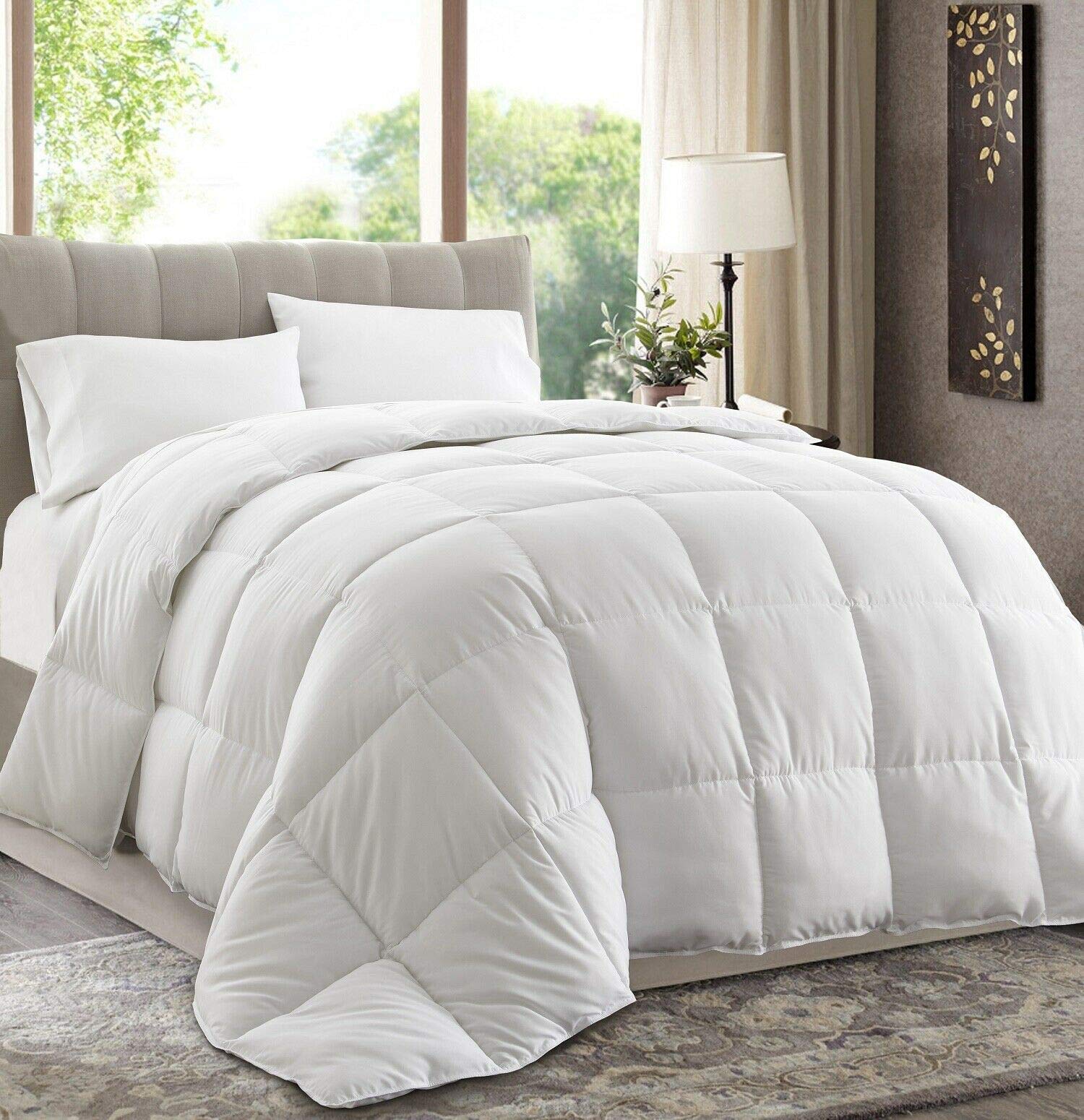 Book Cover Chezmoi Collection All Season Down Alternative Comforter - Plush Microfiber Fill - Box Stitch Quilted - Duvet Insert with Corner Tabs (King, White) King White