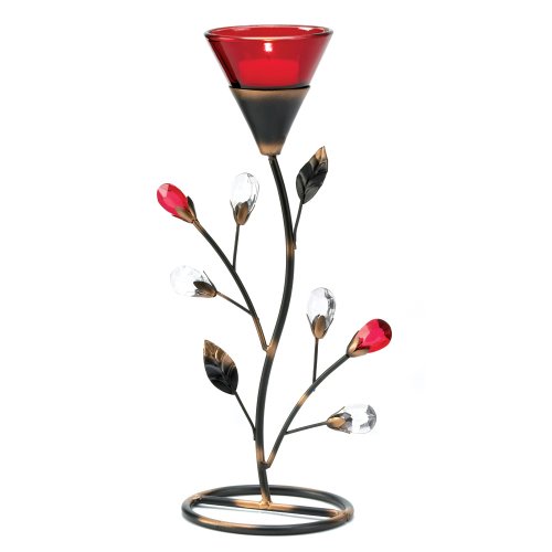 Book Cover Gifts & Decor D1083 Ruby Blossom Tealight Holder, Multicolor