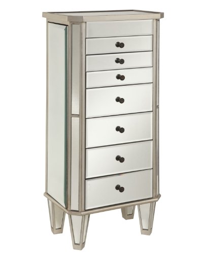 Book Cover Powell Jewelry Armoire Wood, Silver Mirrored