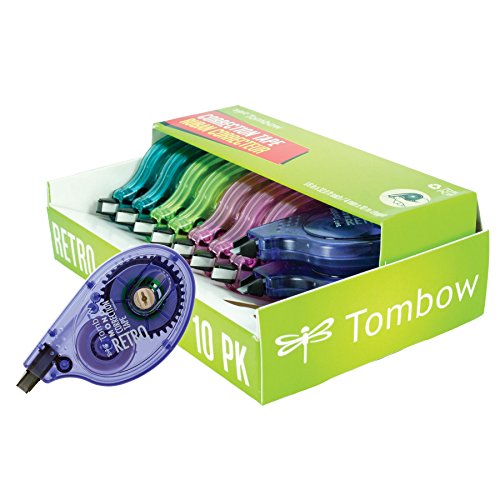 Book Cover Tombow 68723 MONO Retro Correction Tape, Assorted Colors, 10-Pack. Colorful, Easy To Use Applicator for Instant Corrections