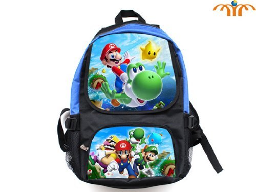 Book Cover Super Mario (Mario Flying Yoshi) and (Mario Luigi Wario) Full Size School Backpack 17