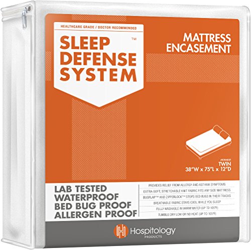 Book Cover HOSPITOLOGY PRODUCTS Sleep Defense System - Zippered Mattress Encasement - Twin - Hypoallergenic - Waterproof - Bed Bug & Dust Mite Proof - Stretchable - Standard 12