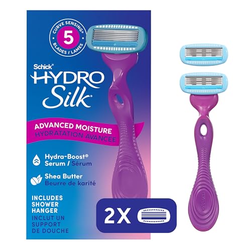 Schick Hydro Silk Razor for Women, Includes 1 Razor Handle and 2 Moisturizing Razor Blade Refills