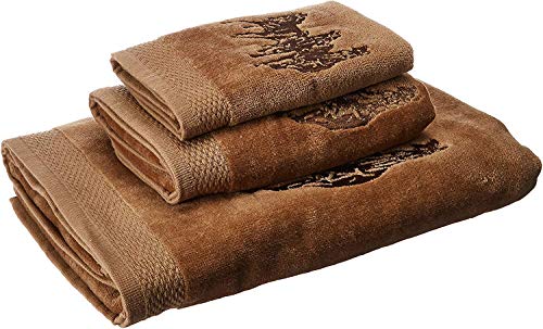Book Cover HiEnd Accents 3-Horse Embroidered Western Bath Towel Set, 3 PC, Mocha, 3 PC