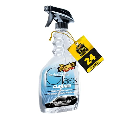 Meguiar's Perfect Clarity Glass Cleaner, Keep Windows, Windshields, and Mirrors Gleaming using a Premium Anti-Hazing Formula that Leaves a Superior Streak Free Finish, 24 Oz