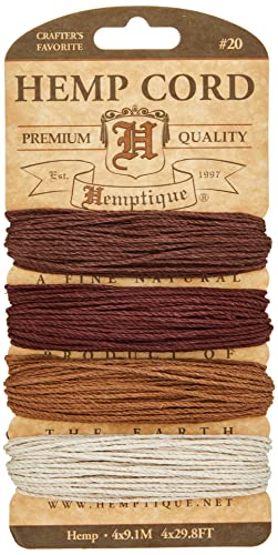 Hemptique Hemp Cord 4 Color Cards - Made with Love - Crafter’s No. 1 Choice – Eco Friendly – Plant Hanger - Scrapbooking – Gardening – Macramé – Home Décor (Bronze Pack)