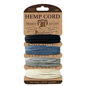 Hemptique Hemp Cord 4 Color Cards - Made with Love - Crafter's No. 1 Choice - Eco Friendly - Plant Hanger - Scrapbooking - Gardening - Macramé - Home Décor (Onyx Pack)