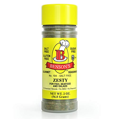 Book Cover Bensons - Zesty Lemon and Herb Seasoning - Salt-Free, Sugar-Free, Gluten-Free, No MSG, No Preservatives, No Potassium Chloride - 11 Herbs, Spices and Vegetables Seasoning Blend 2 oz Bottle with Shaker