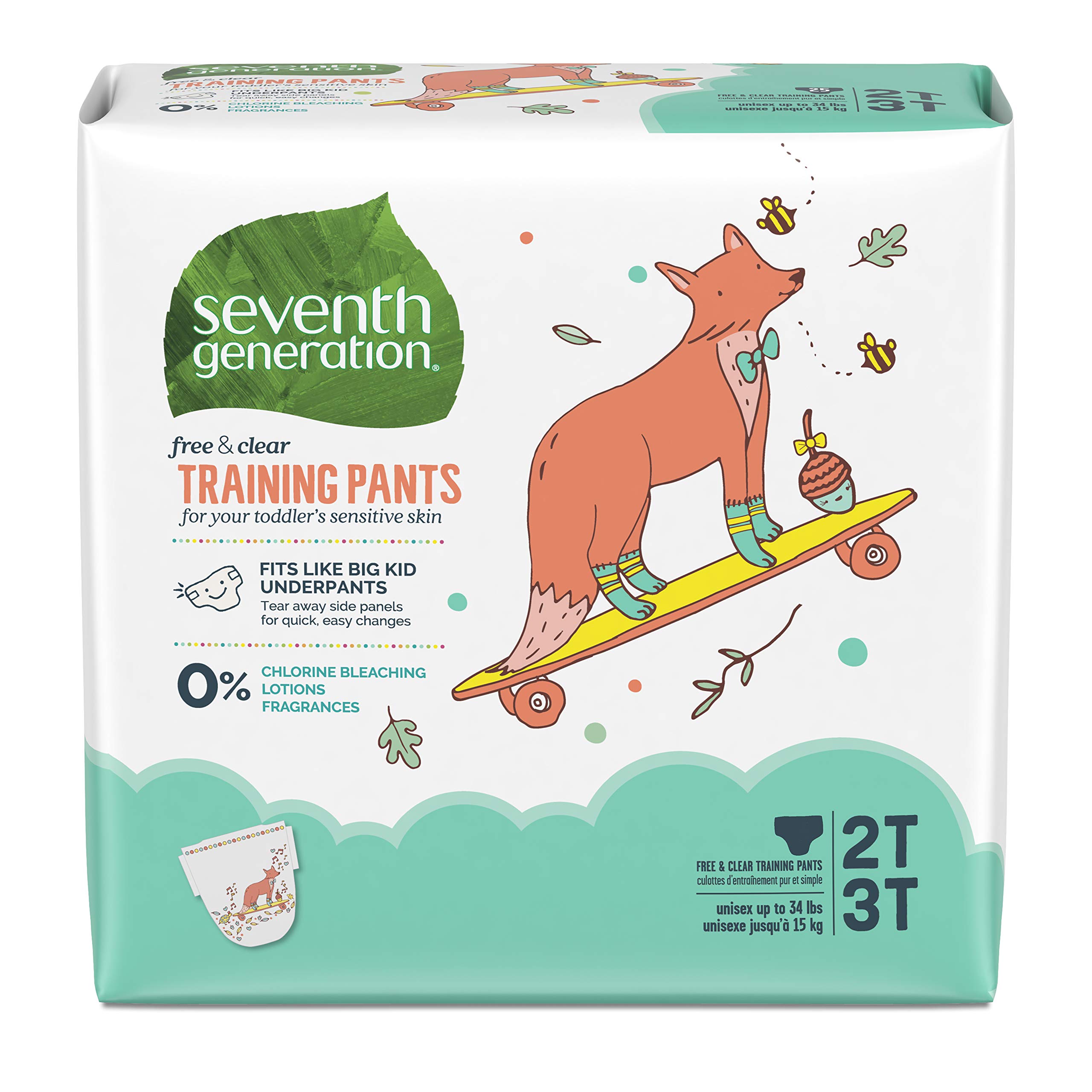 Seventh Generation Free & Clear Potty Training Pants Size 2T/3T (M), up to 35 lbs 25 count, Pack of 4 Medium (Pack of 100)