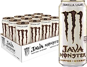 Java Monster Vanilla Light, Coffee + Energy Drink, 15 Ounce (Pack of 12)