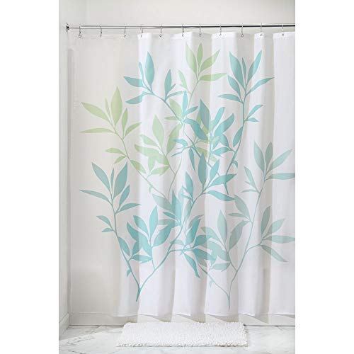 Book Cover iDesign Leaves Fabric Shower Curtain 72 x 72, Blue/Green