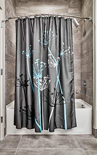 Book Cover iDesign Thistle Fabric Shower Curtain, Modern Mildew-Resistant Bath Curtain for Master Bathroom, Kid's Bathroom, Guest Bathroom, 72 x 72 Inches, Gray and Blue