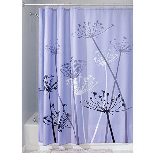 Book Cover iDesign Thistle Shower Curtain, High Bathtub Curtain, Made of Polyester, Purple/Grey