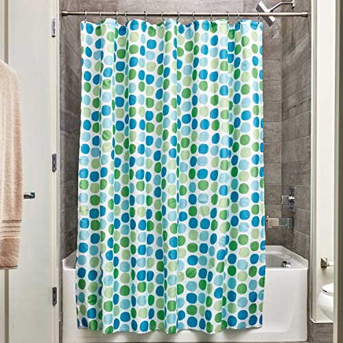 Book Cover iDesign Rialto Fabric Shower Curtain, Modern Mildew-Resistant Bath Curtain for Master Bathroom, Kid's Bathroom, Guest Bathroom, 72 x 72 Inches, Blue and Green