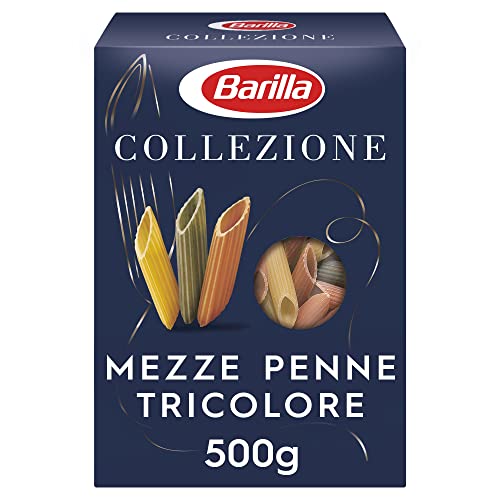 Barilla Mezze Penne Tricolore Pasta, Italian Pasta for Pasta Dishes, Vegan & Vegetarian Friendly 500g