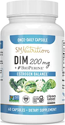 DIM Supplement 200mg - DIM Diindolylmethane Plus BioPerine 60-Day Supply of DIM for Estrogen Balance, Hormone Menopause Relief, Acne Treatment, PCOS, Bodybuilding