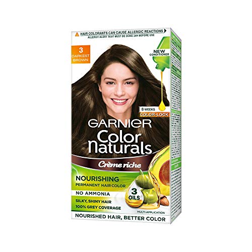 Garnier Color Naturals Nourishing Permanent Hair Colour Cream - Darkest Brown 3 1 Set