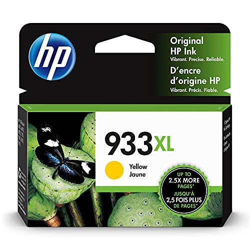 Original HP 933XL Yellow High-yield Ink Cartridge | Works with HP OfficeJet 6100, 6600, 6700, 7110, 7510, 7610 Series | CN056AN