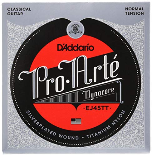 D'Addario EJ45TT ProArte DynaCore Classical Guitar Strings, Titanium Trebles, Normal Tension