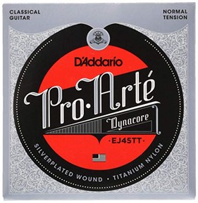 D'Addario EJ45TT ProArte DynaCore Classical Guitar Strings, Titanium Trebles, Normal Tension