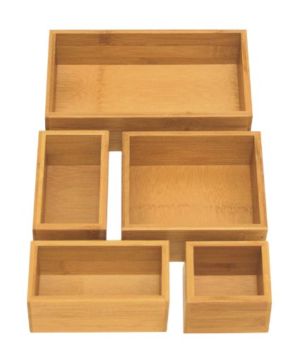 Book Cover Seville Classics 5-Piece Bamboo Storage Box Set, 18x10