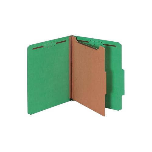 Pendaflex® Classification Folders, 1 Divider, 2" Fasteners, Letter, Dark Green, 10/Box (23733P), Specialty