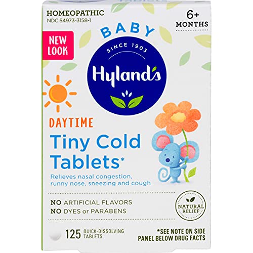 Hyland's Baby Tiny Cold Tablets, Natural Relief of Runny Nose, Congestion, and Occasional Sleeplessness Due to Colds, 125 Quick-Dissolving Tablets