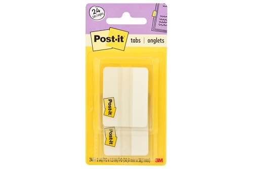Post-it Tabs, 2 in Solid, White, 12 Tabs/On-the-Go Dispenser, 2 Dispensers/Pack (686-24WE)