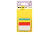 Post-it Sticky Tabs, 2 in. x 1.5 in., 4 Pads of Book Tabs in Assorted Primary Colors for Bookmarking, Annotating, Reading, and Reminders, Blue, Green, Yellow, and Red Colors (24 Total Count)