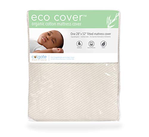 Book Cover Colgate Organic Cotton Crib Fitted Mattress Cover, Ecru