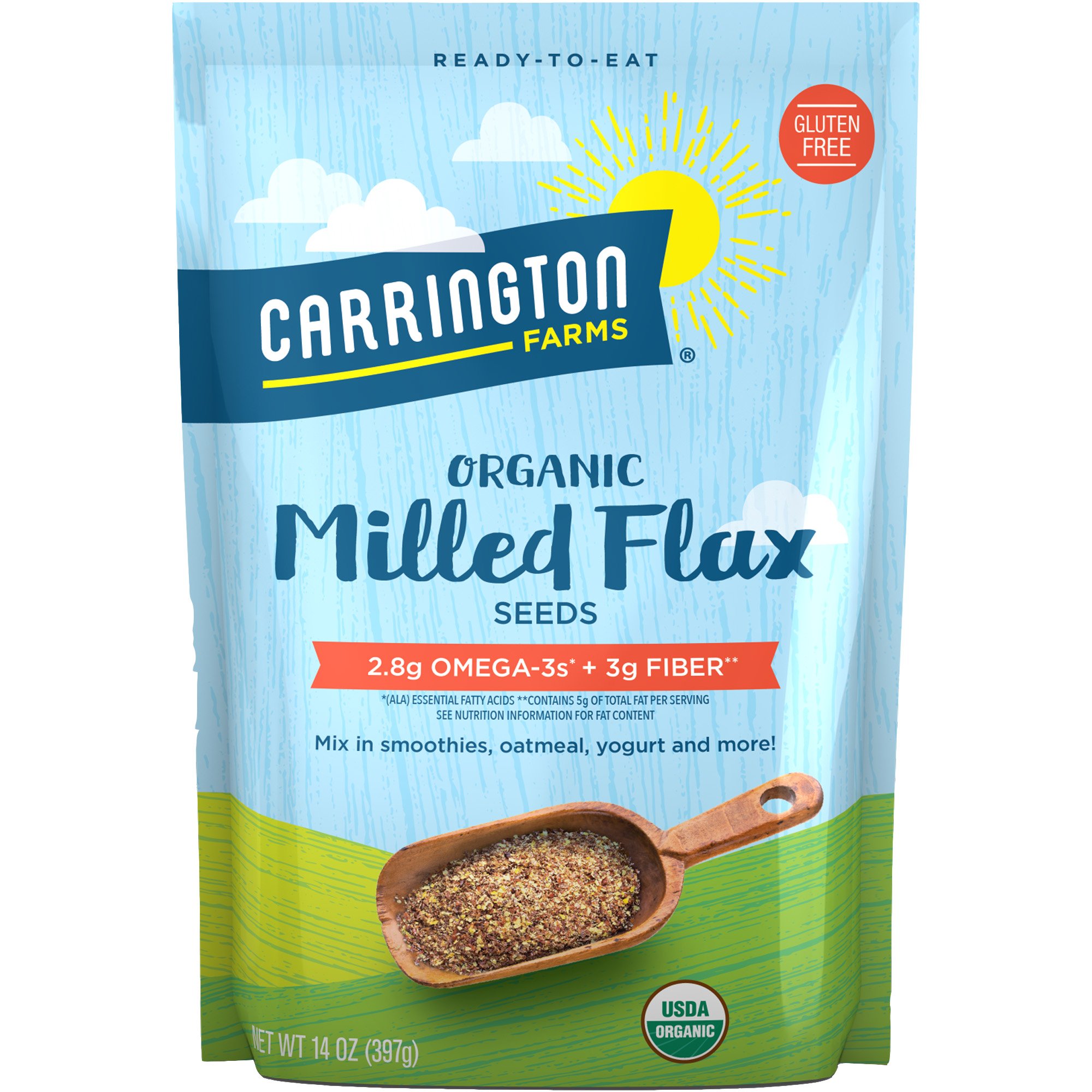 Book Cover Carrington Farms Organic Milled Flax Seed, Gluten Free, USDA Organic, 14 Ounce