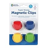 Learning Resources Super Strong Magnetic Clips - Magnet Clips for Classroom, Strong Whiteboard Magnets, Clip Magnets for Fridge, Magnetic Paper Clip, Refrigerator Magnet