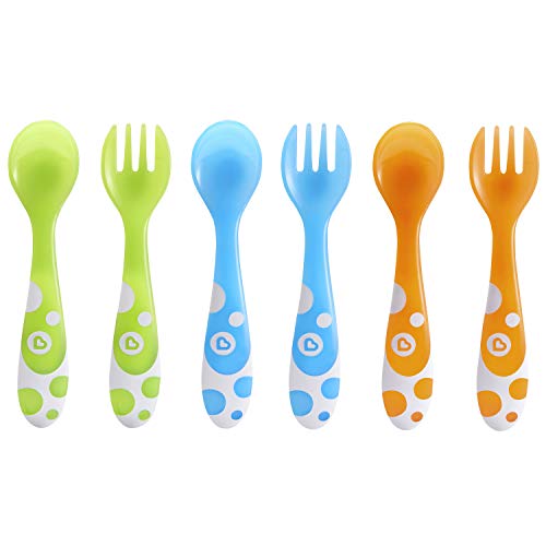 Book Cover Munchkin 6 Piece Fork and Spoon Set Blue, Green and Orange